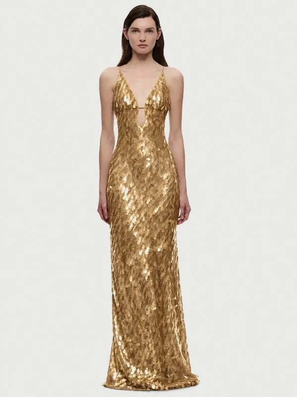 Sapphire Dress, Metallic Ochre